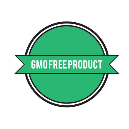 Gmo free product stickes. Isolated on white backgroundのイラスト素材