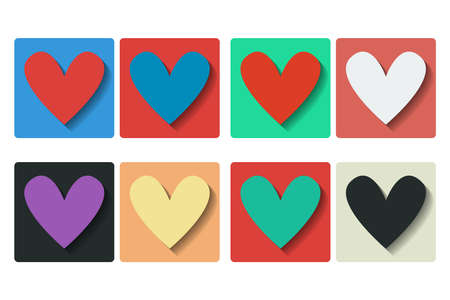 Flat design hearts set. Isolated on white background.の写真素材