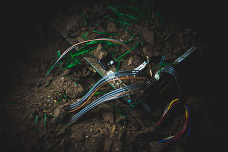 Motherboard in the dirtの写真素材