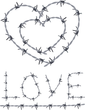 Heart of barbed wire, love written with barbed wire のイラスト素材