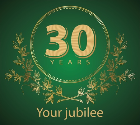 Jubilee, golden laurel wreath 30 years のイラスト素材