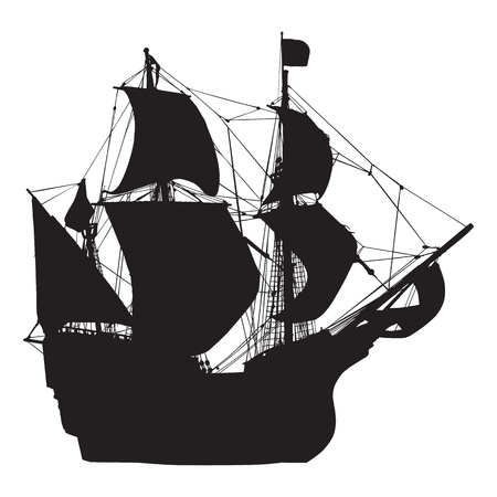 silhouette of old sailing ship のイラスト素材