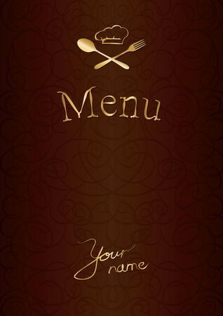 menu with chef hat, spoon and fork のイラスト素材