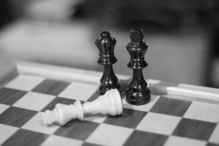 winning at Chess black and whiteの写真素材