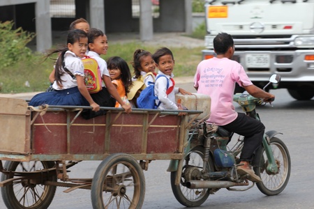 Cambodia -  July, 2011, Cambodian children on the streets of a Thailand border town.のeditorial素材