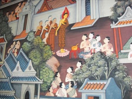 Artwork in a temple, Thailand の写真素材