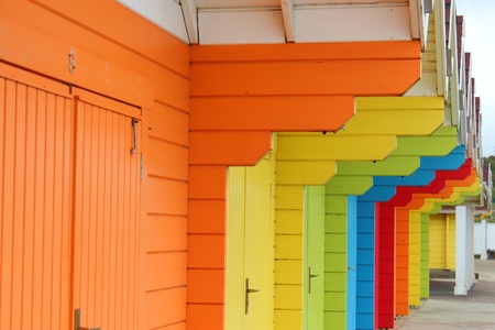 Beach Huts Scarborough, Yorkshire, England の写真素材