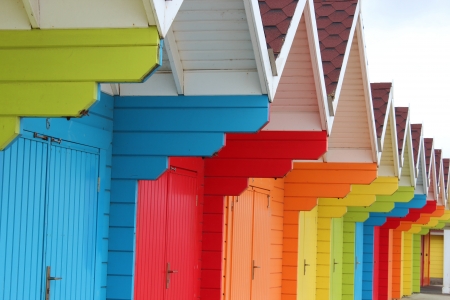 Beach Huts Scarborough, Yorkshire, England の写真素材