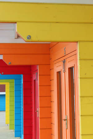 Beach Huts Scarborough, Yorkshire, England の写真素材