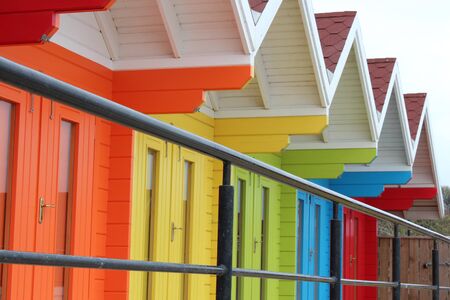 Beach Huts Scarborough, Yorkshire, England の写真素材
