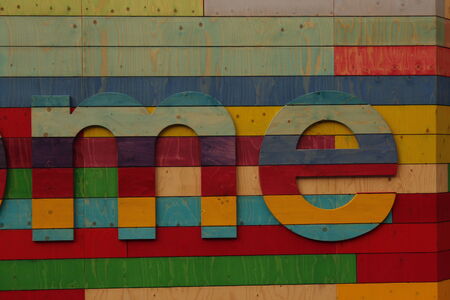 Rainbow Wooden Lettering, England の写真素材