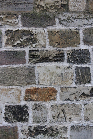 Medieval Stone Church Wall, Yorkshire, England.の写真素材