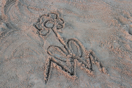 Childish Drawings in the Sand, Cyprus.の写真素材