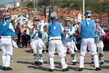 Morris Men Dancing at Whitby Folk Festival, August 2015.のeditorial素材