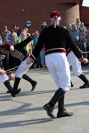 Sword Dancers at Whitby Folk Festival, August 2015.のeditorial素材