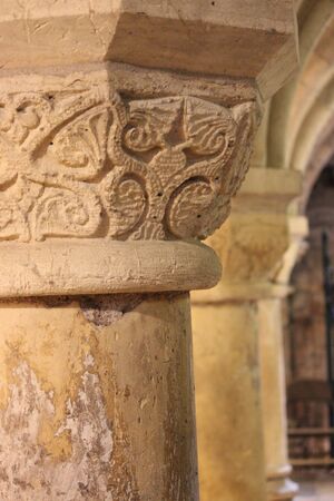 Norman Pillars and Arches in Religious Building, England.