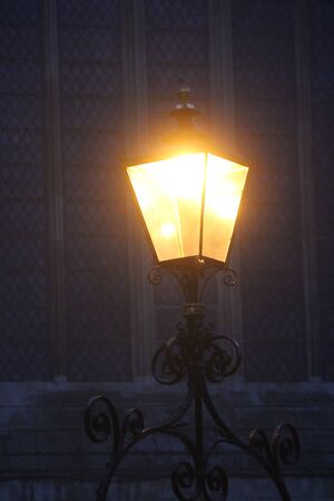 Gas Street Lighting in the Fog.の写真素材