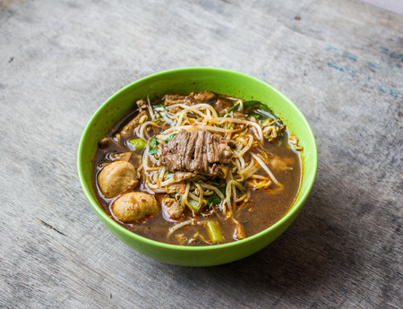 Bowl of thai style beef vegetable soup, Thai ekaehla.の写真素材