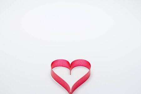 Ribbons shaped as hearts on white background, valentine day.の写真素材