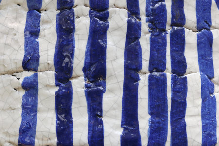 Blue and white cement wall background texture with copy space. Surface of  concrete texture in two tone background colors.の写真素材