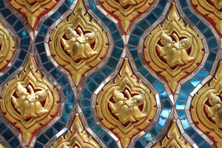 Thai art pattern on the wall of temple,Thailand.