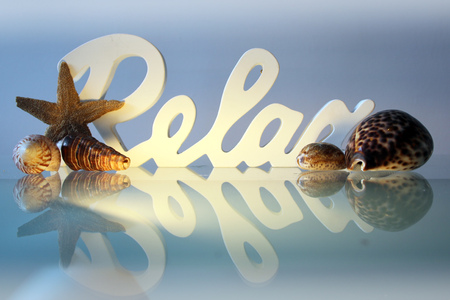 Relax 3D font with musselsの写真素材