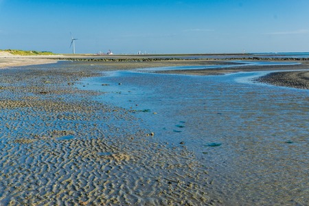 big water puddle that split of the oceanの写真素材