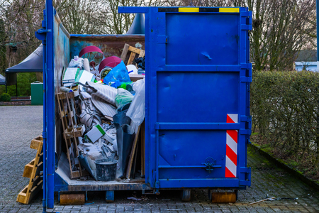 large bulky waste container, Full of garbage, recycling concept, environment awarenessの写真素材