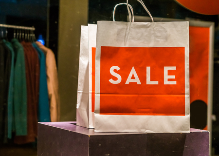 paper bag for shopping sale, environment friendly bag, fashion industry publicityの写真素材