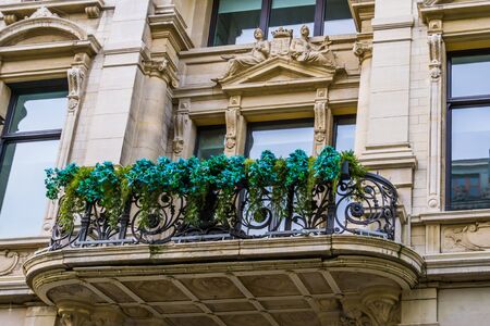 classical and historical decorated balcony in the city center of antwerp, Antwerpen, Belgium, April 23, 2019のeditorial素材