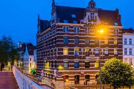Entrepot du congo building in the streets of antwerp city, Classical flemish architecture, Antwerpen, Belgium, April 23, 2019のeditorial素材