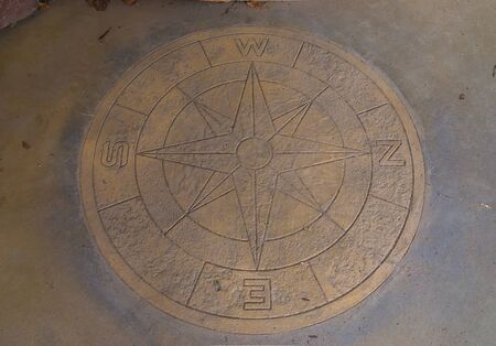 wind direction compass on a floor, vintage decorations, sailing backgroundの写真素材