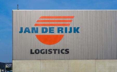 The company logo of jan de rijk on the exterior of the warehouse, Roosendaal, 5 february, 2019, The Netherlandsのeditorial素材