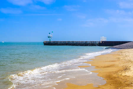 The pier of breskens beach, nature landscape, Zeeland, The Netherlandsの写真素材