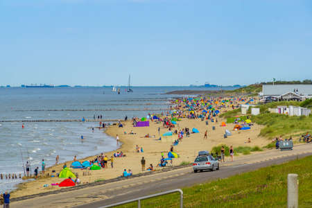 the Beautiful beach of breskens during tourist season in summer, Breskens, Zeeland, The Netherlands, 24 July, 2020のeditorial素材