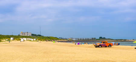 life guard truck at the beach during summer season, safety and security, Breskens, Zeeland, The...