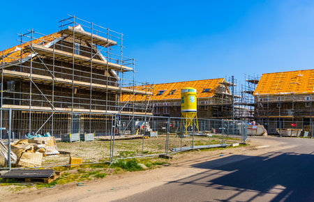 construction site with houses being build, Rucphen, The Netherlands, 6 may, 2022のeditorial素材
