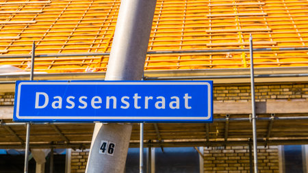 Dassenstraat under consturtion, constructing new neighborhood in Rucphen, The Netherlands, 6 may, 2022のeditorial素材