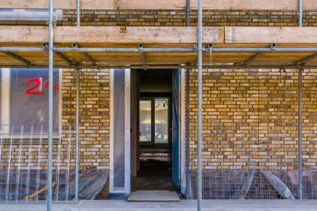 front door of a house under construction, construction site in Rucphen, The Netherlands, 6 may, 2022の写真素材