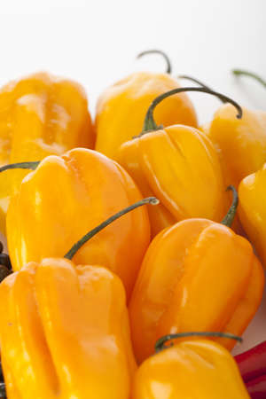 Group of scotch bonnets with some copy space at top.の写真素材
