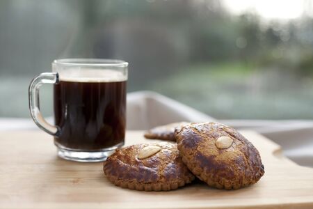 Dutch almond cookies, called gevulde koek or picolientje.  Tasty with coffee!の写真素材