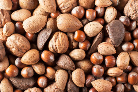 Mixed whole nuts, brazil nuts, hazelnuts, almonds and walnuts 