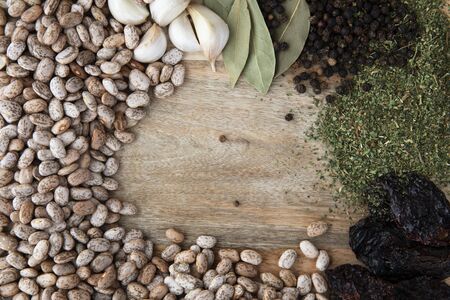 Flat Lay Beans and Spices with Copy Space