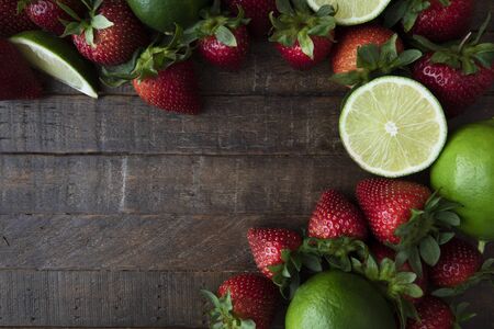 Flat Lay with Fresh Fruitの写真素材
