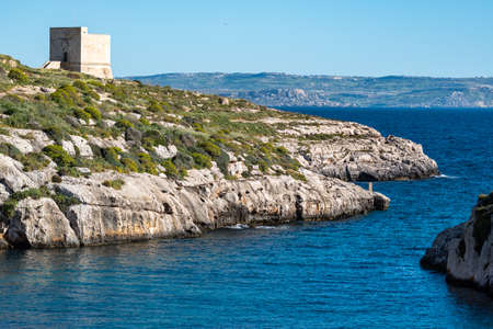 Mgarr Ix-Xini Bay Tower Gozo. Malta. Horizontal.の写真素材