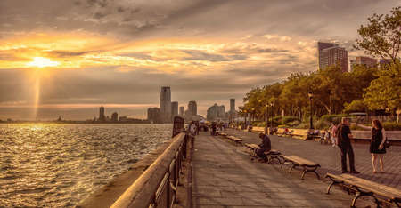 Sunset over the Battery parkのeditorial素材