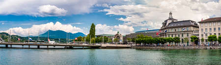 Panoramic view of Lucerne in a beautiful summer day, Switzerlandの写真素材