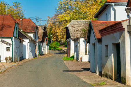 HADRES, AUSTRIA Nov 07, 2020: The famouse Kellergasse in Hadres, the longest one in the worldのeditorial素材