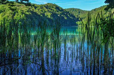Breathtaking Lakes and Falls at the Plitvicer National Park in Croatiaの写真素材