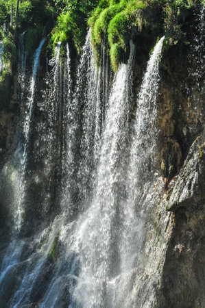 Breathtaking Lakes and Falls at the Plitvicer National Park in Croatiaの写真素材